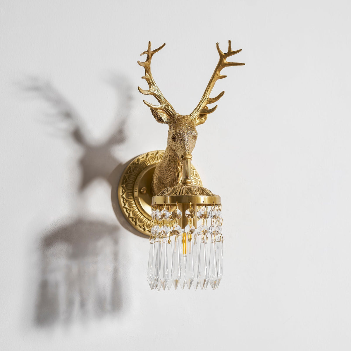 Antler kristallen wandlamp
