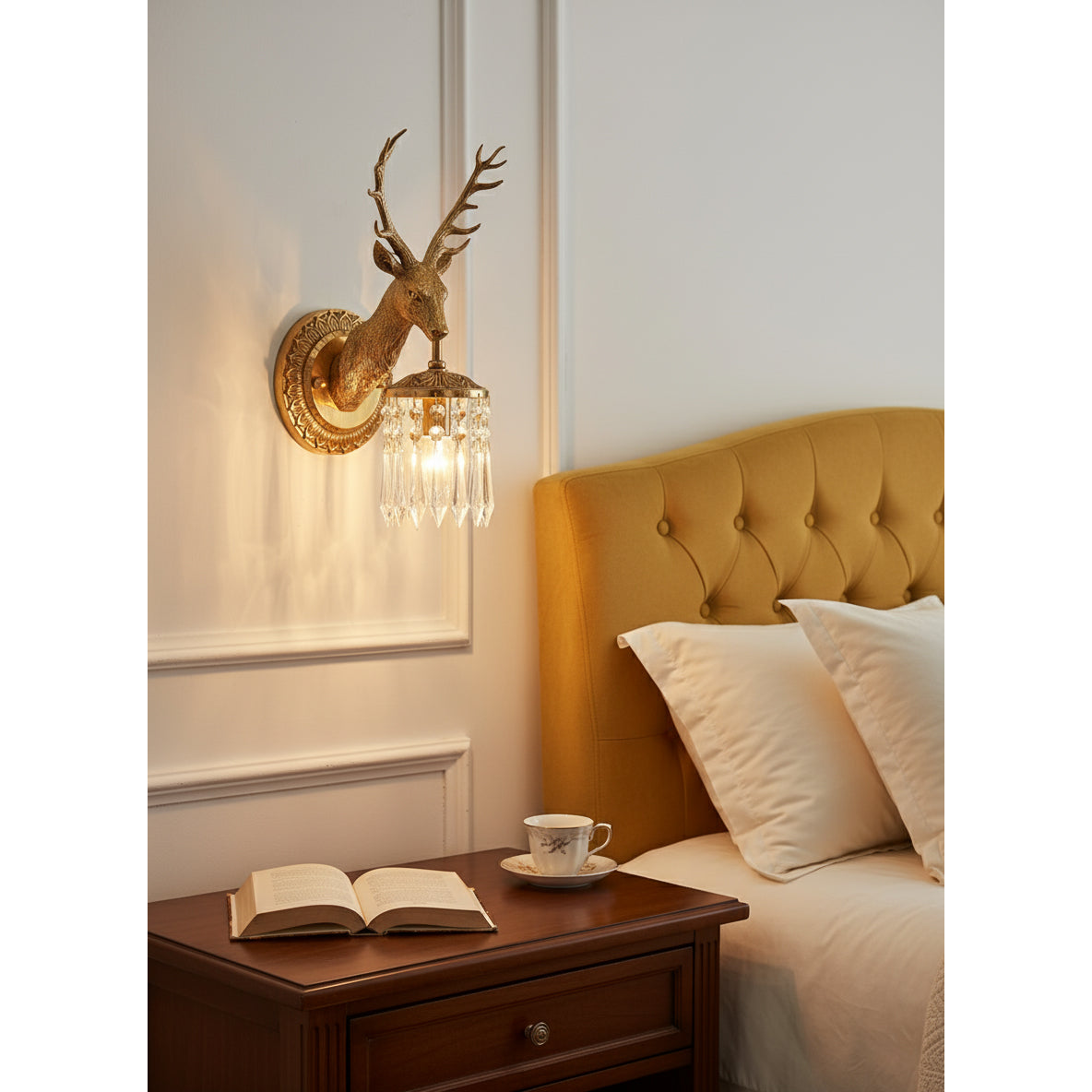 Antler kristallen wandlamp