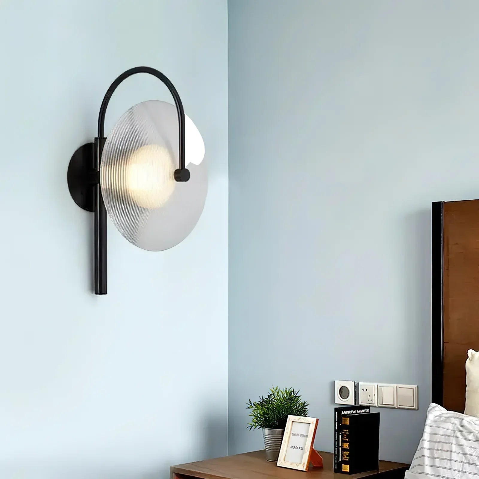 Elif Modern Zwart Goud Metaal Glas Wandlamp Eetkamer Slaapkamer