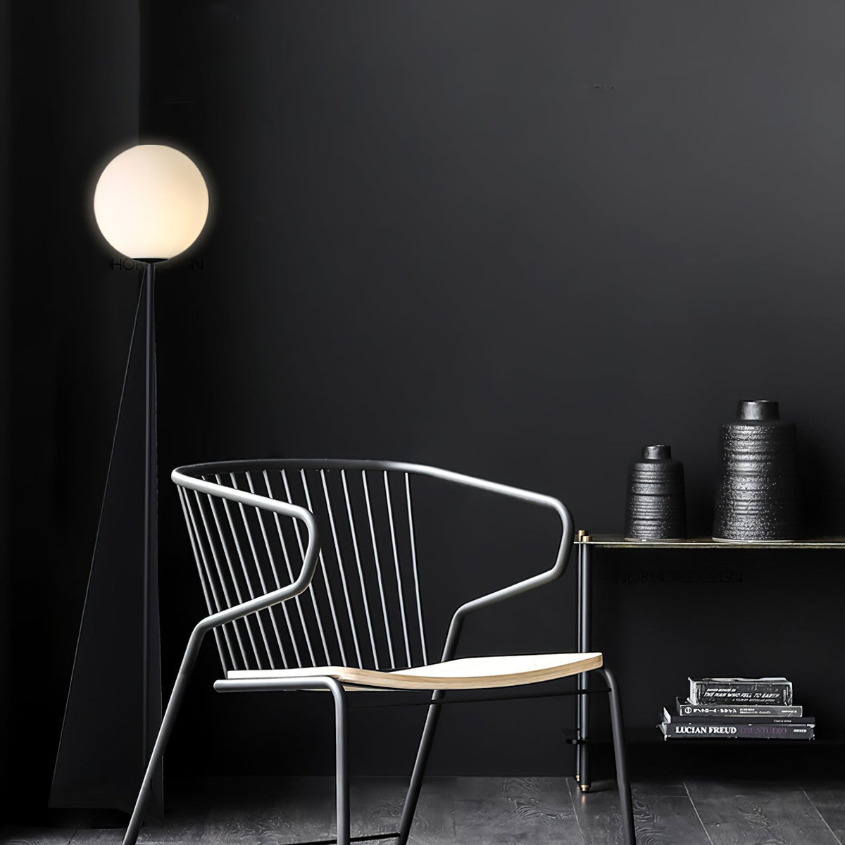 Vertex Minimalistische vloerlamp met bolvormige kap