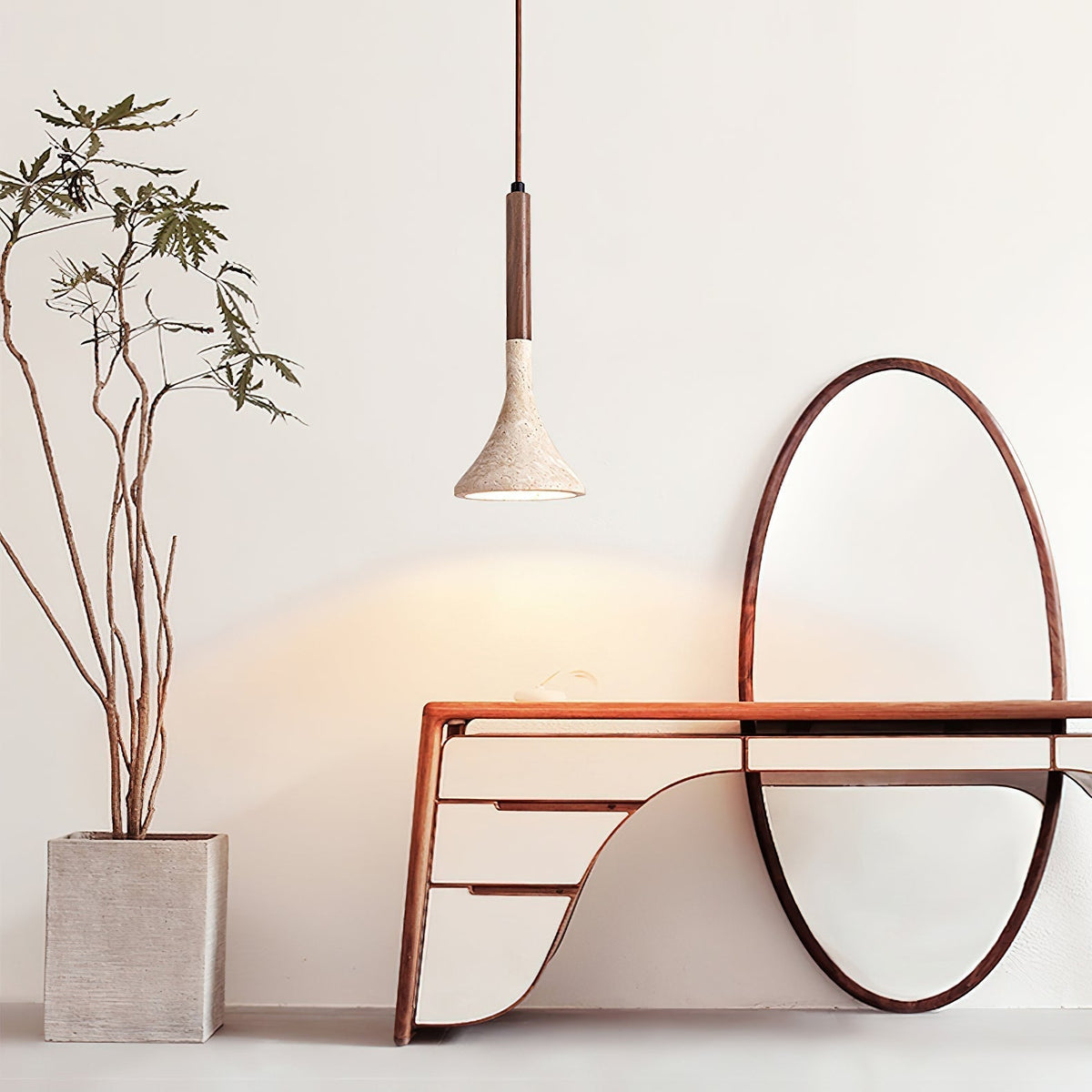 Taviaya minimalistische hanglamp van travertin