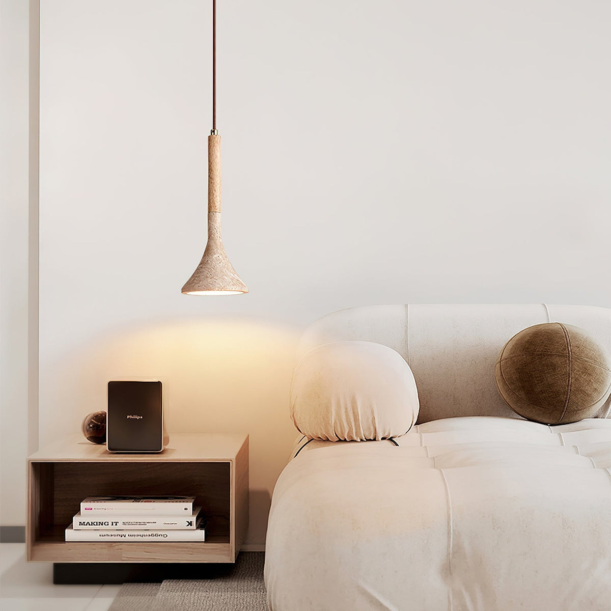 Taviaya minimalistische hanglamp van travertin