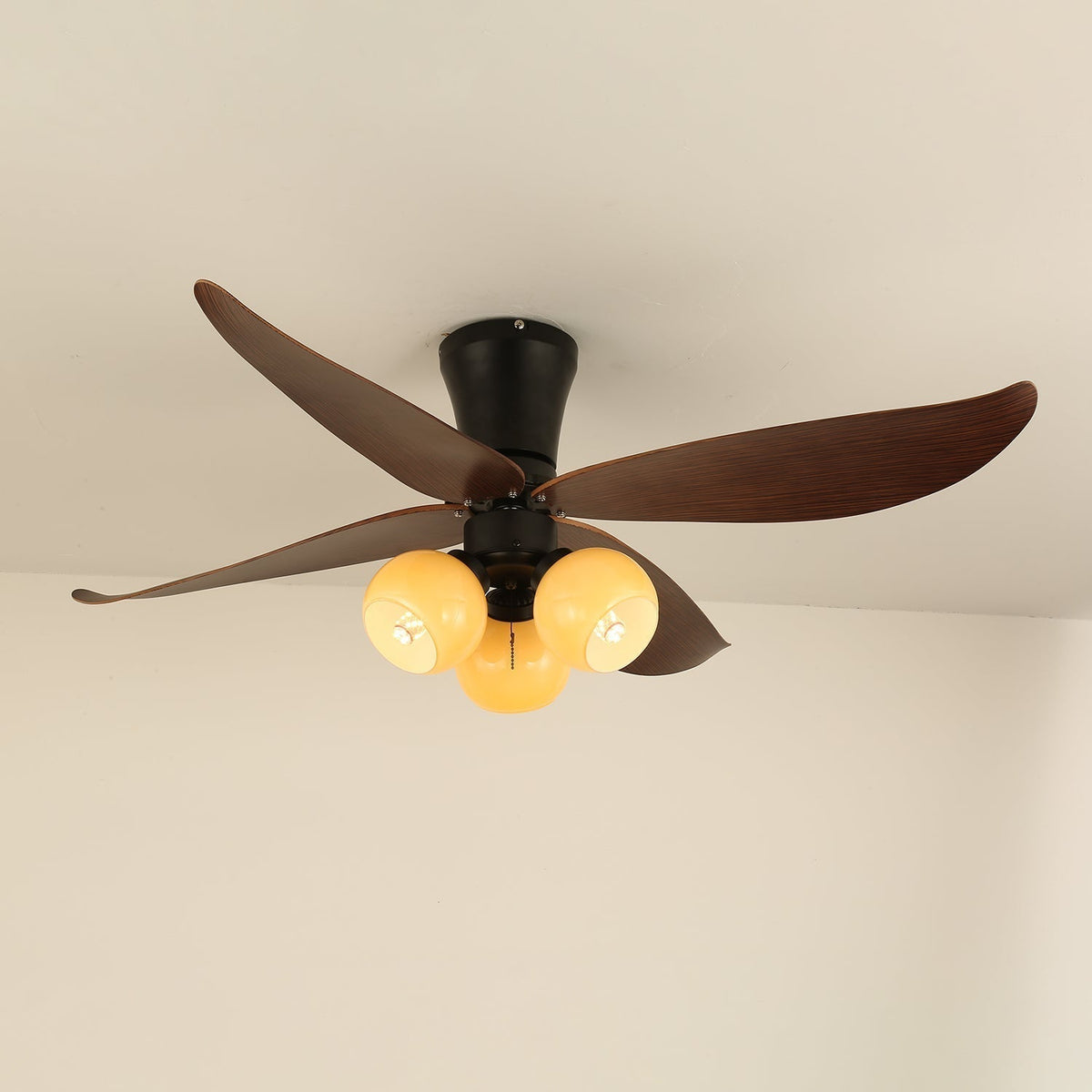 Lunair Vintage plafondventilator met verlichting van walnoothout en glas