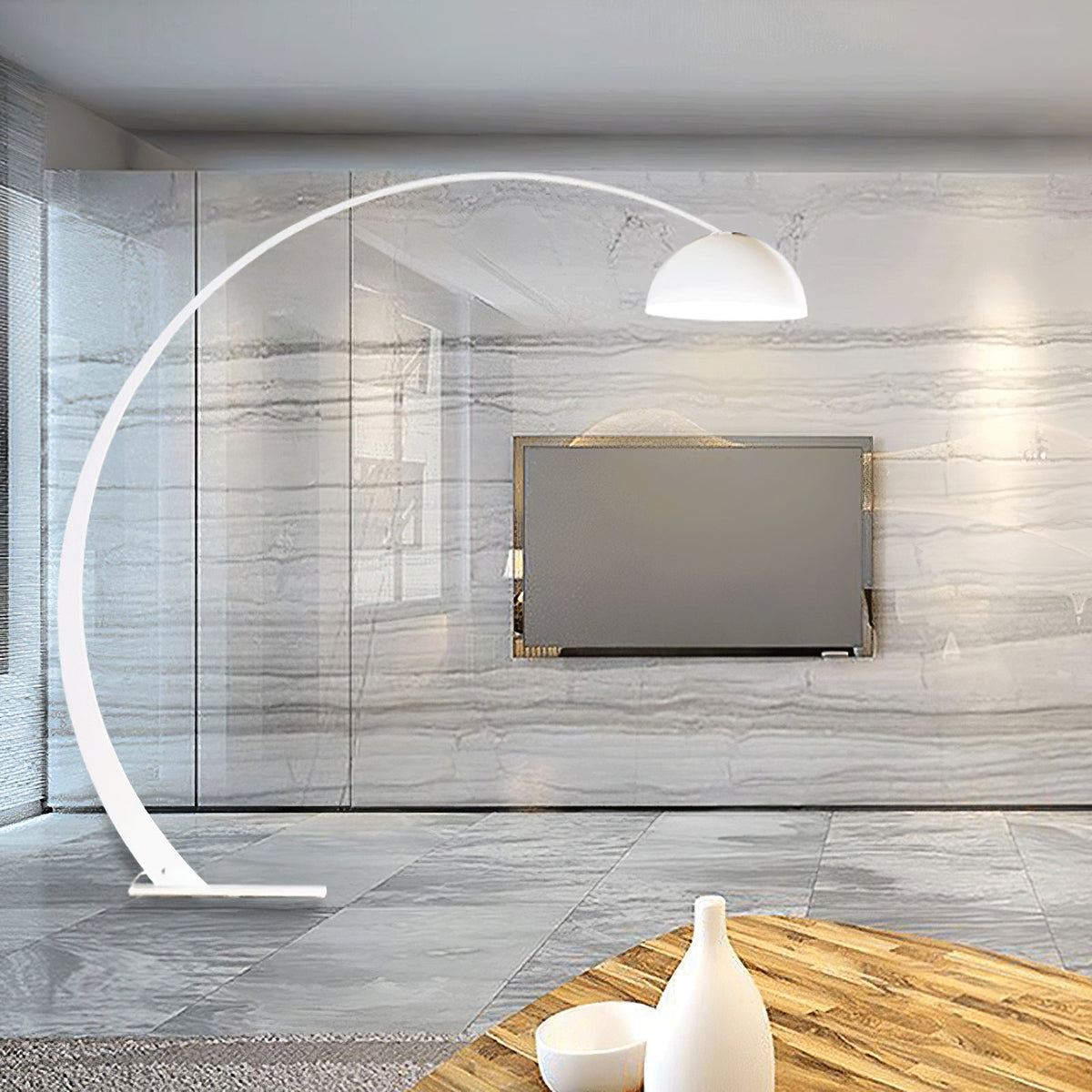 Cutalus gebogen vloerlamp in zwart