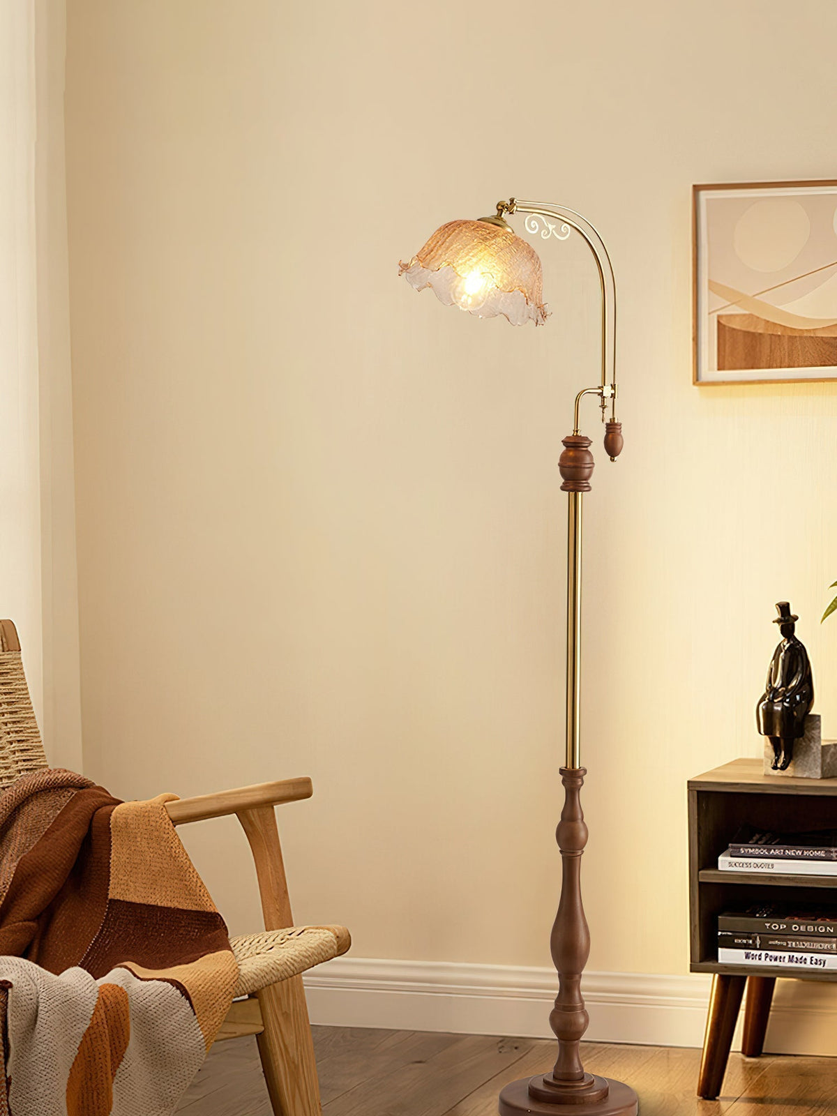 Darisel Vintage houten vloerlamp