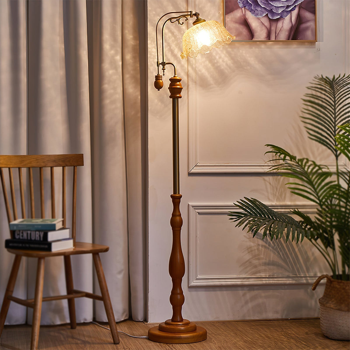 Darisel Vintage houten vloerlamp