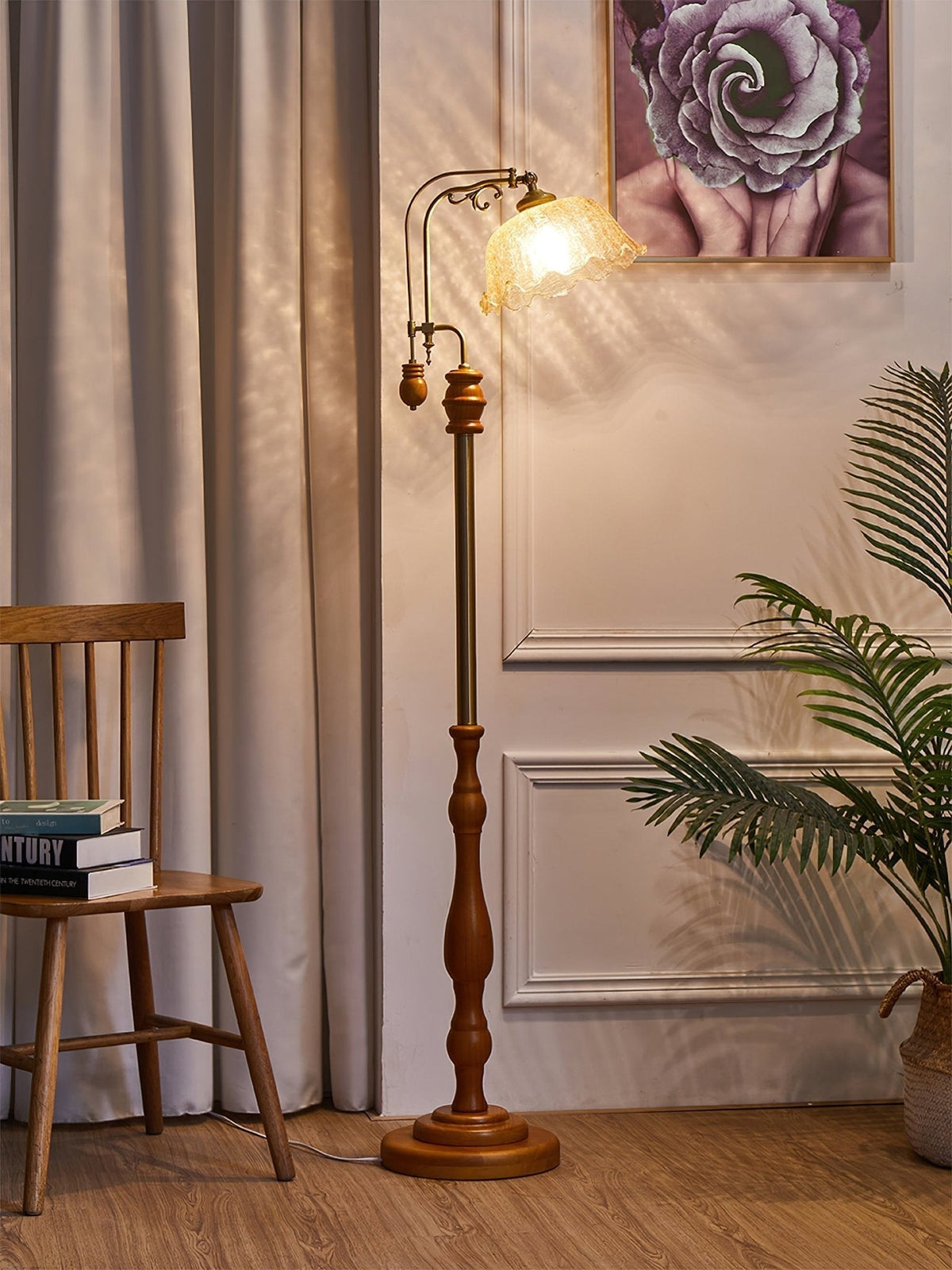 Darisel Vintage houten vloerlamp