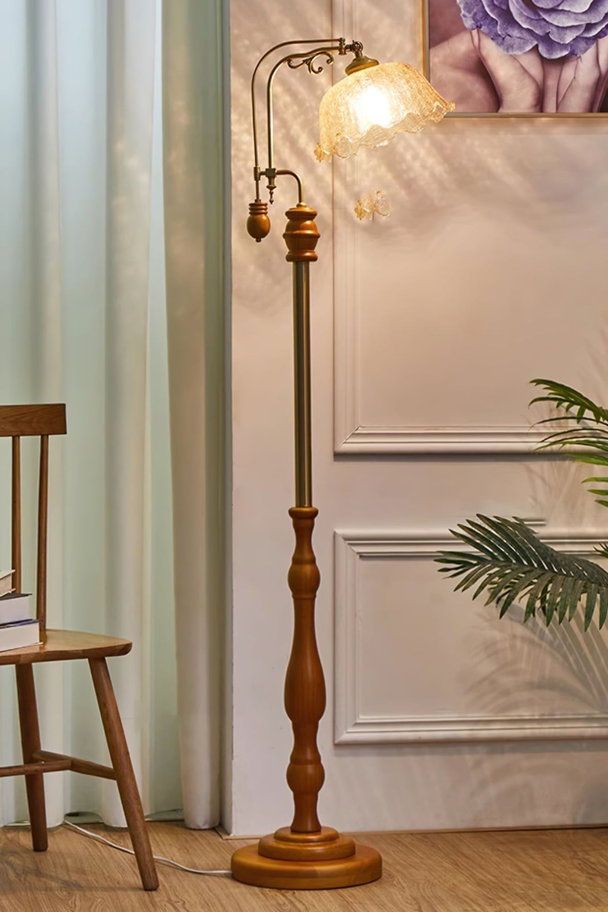 Darisel Vintage houten vloerlamp