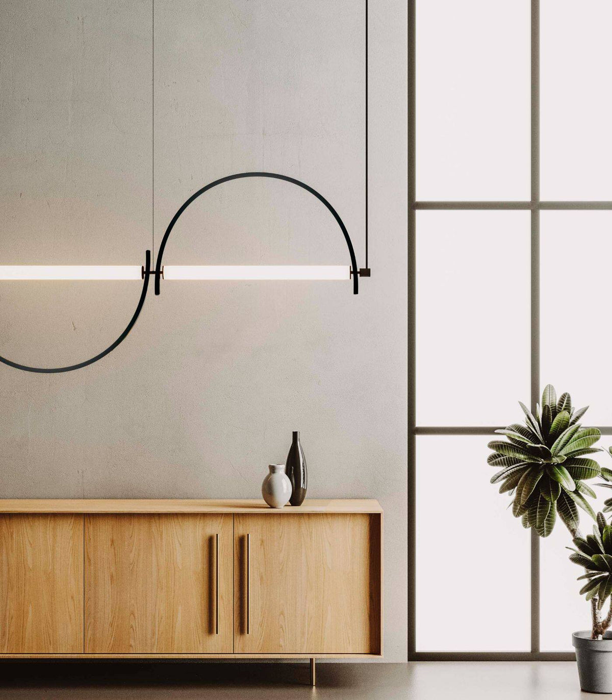 Arched kroonluchter met lineaire LED