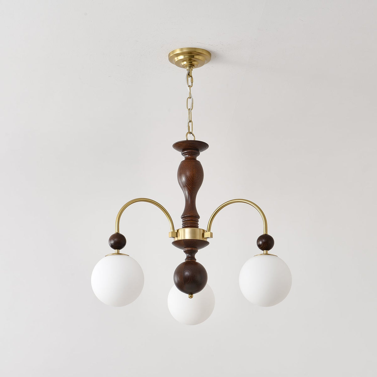 Sylenise hanglamp walnoot messing bollen vintage