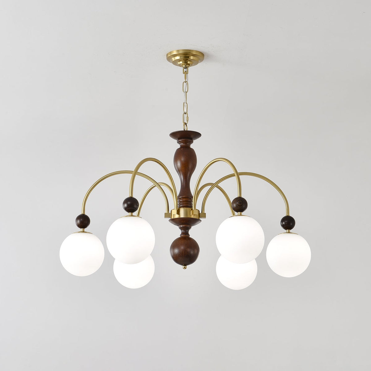 Sylenise hanglamp walnoot messing bollen vintage