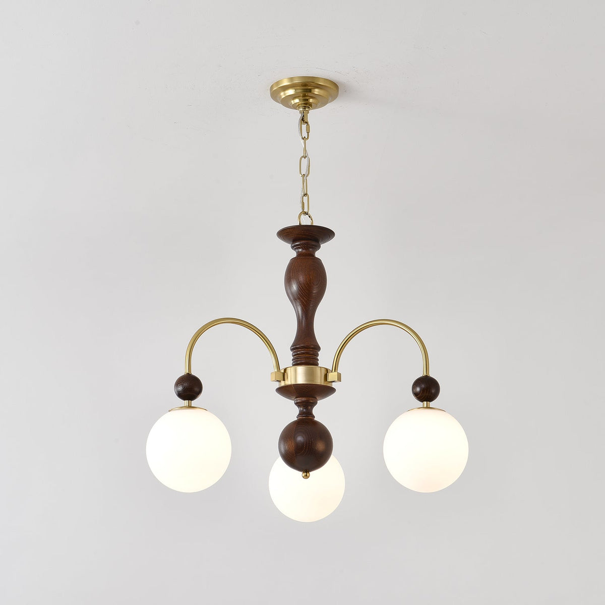 Sylenise hanglamp walnoot messing bollen vintage