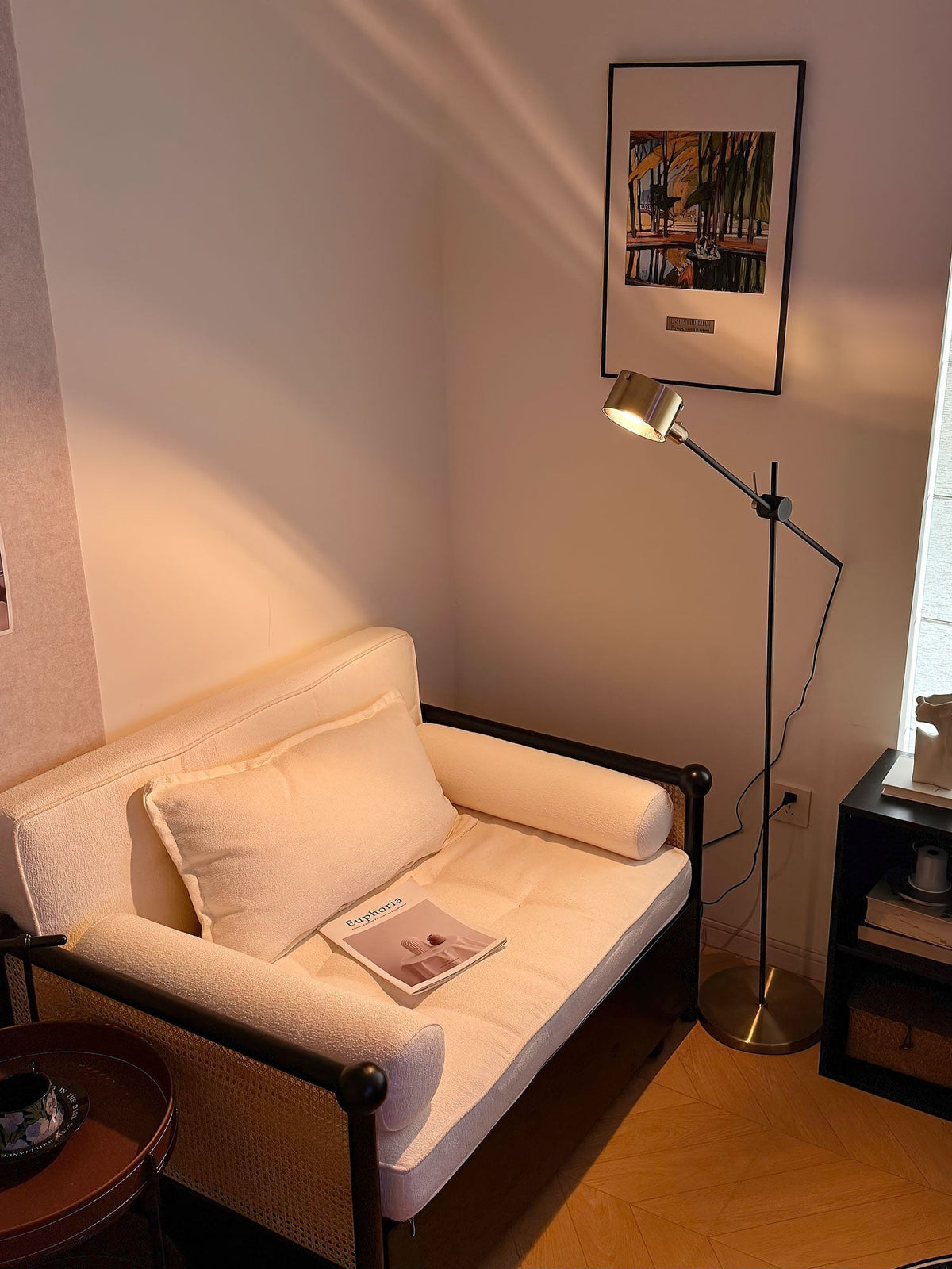 Arclen verstelbare vloerlamp met horizontale arm