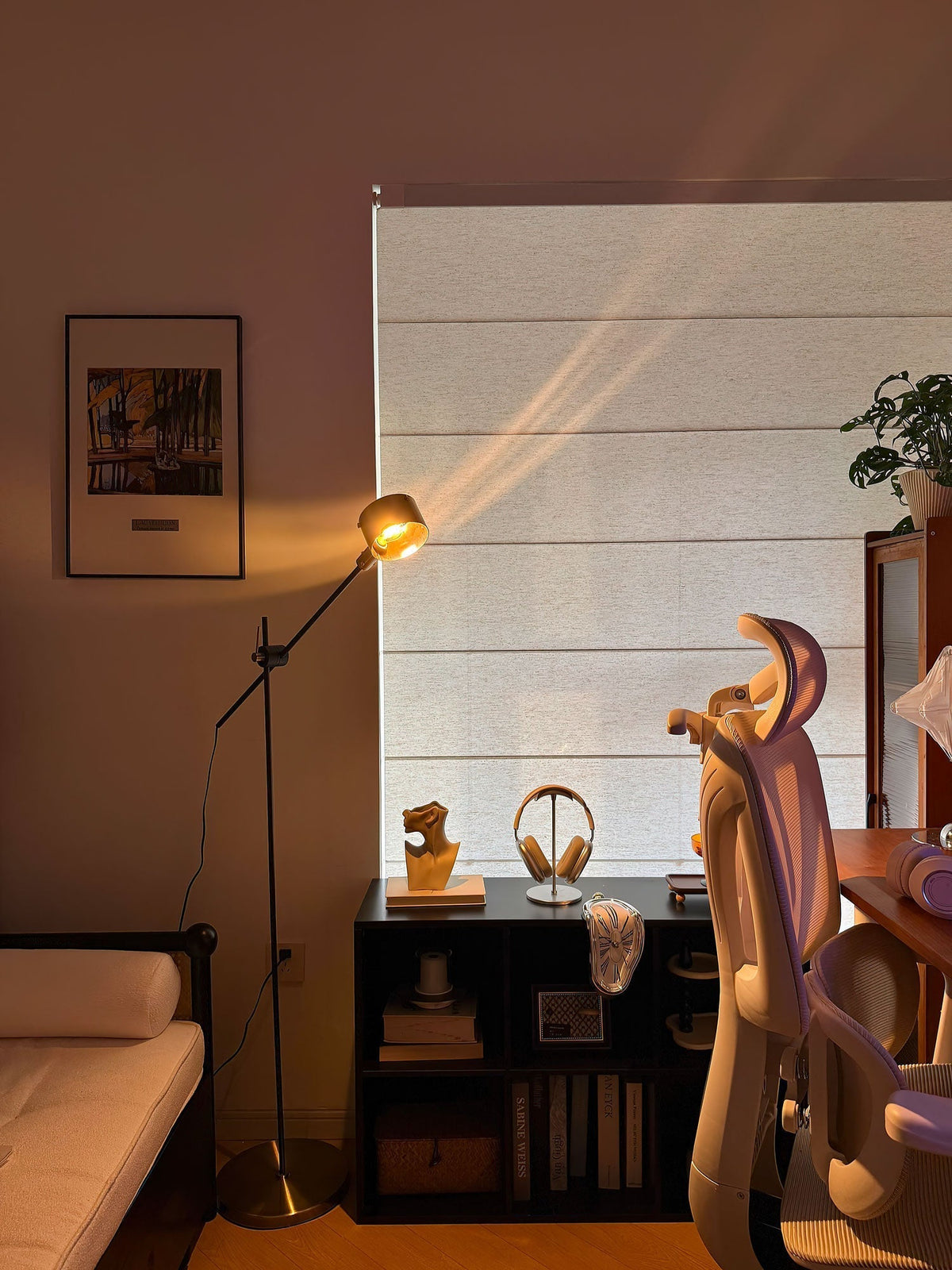 Arclen verstelbare vloerlamp met horizontale arm