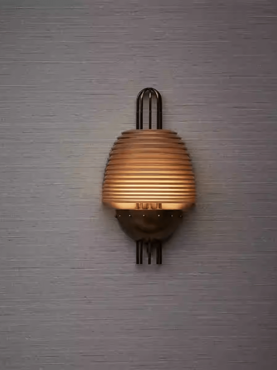 Brys Industrieel Geribbeld Messing Wandlamp