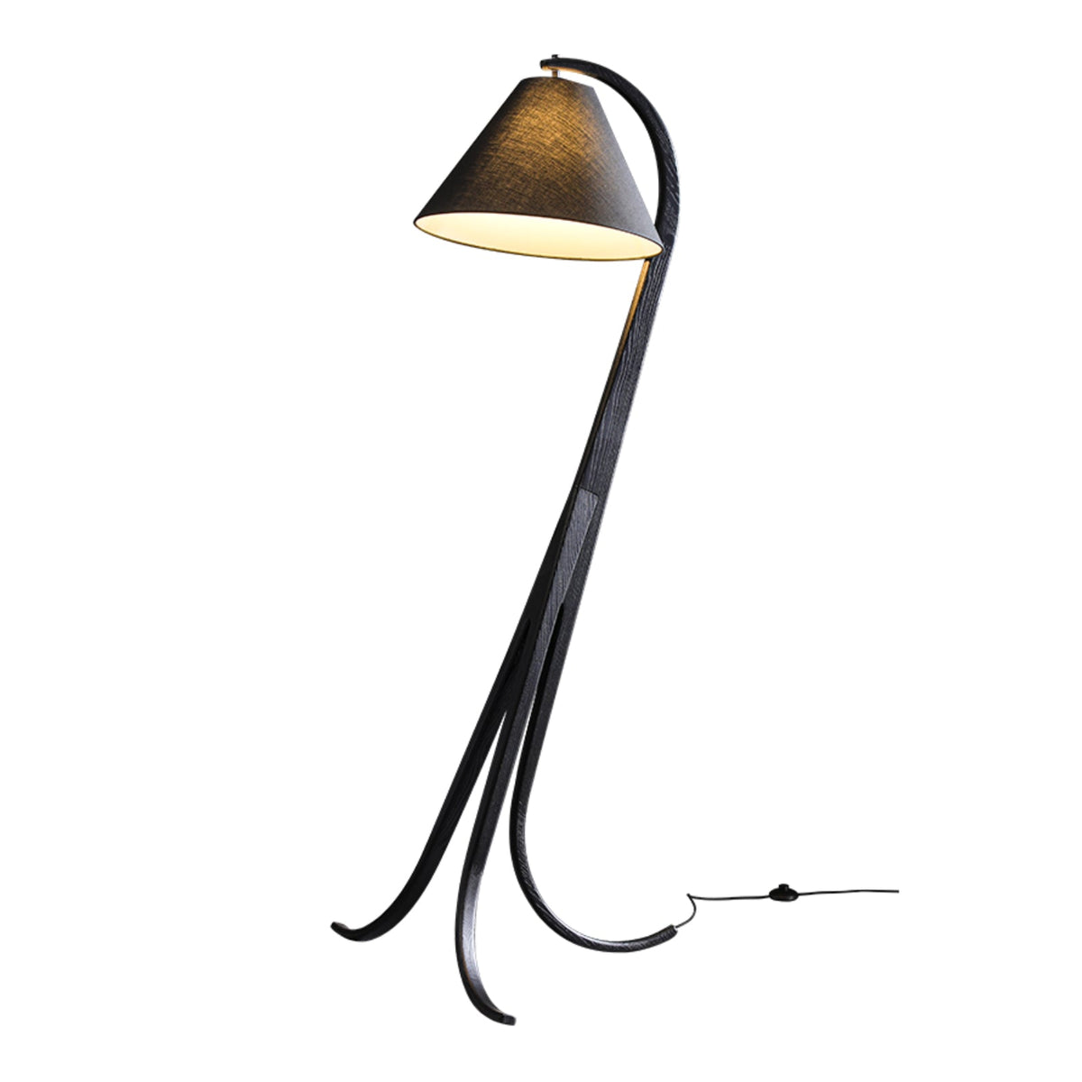 Udorila gebogen houten vloerlamp