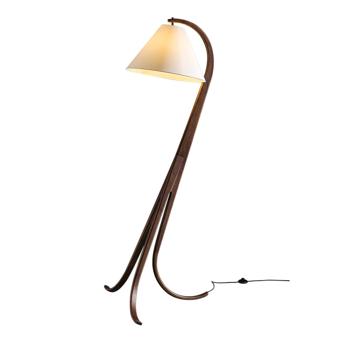 Udorila gebogen houten vloerlamp