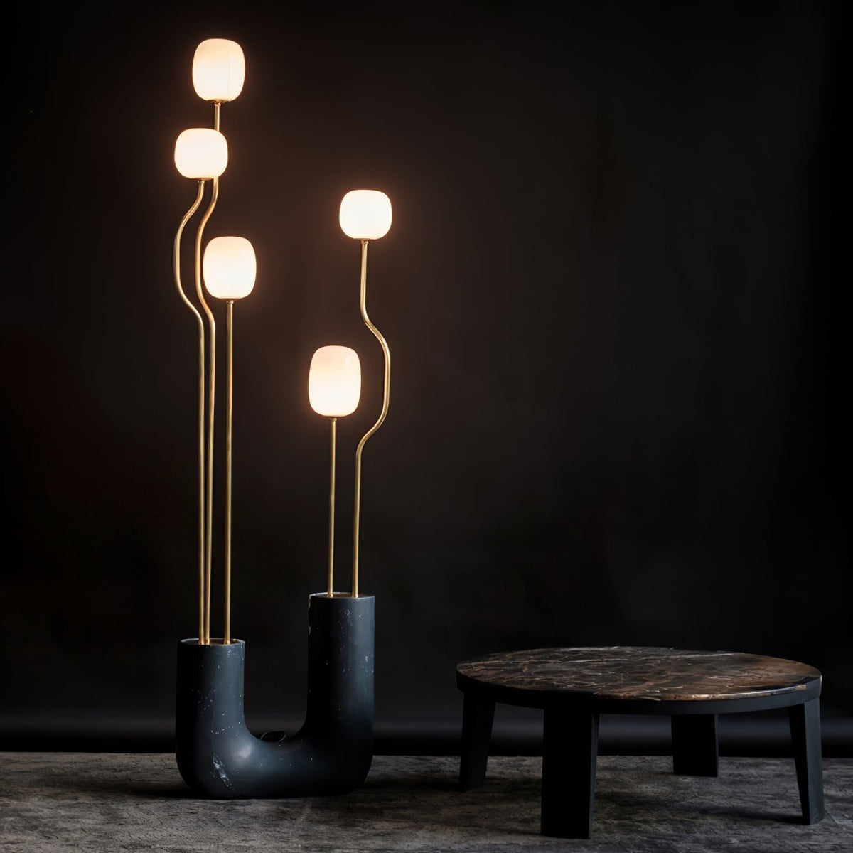 Lumon vloerlamp in marmer en messing, modern