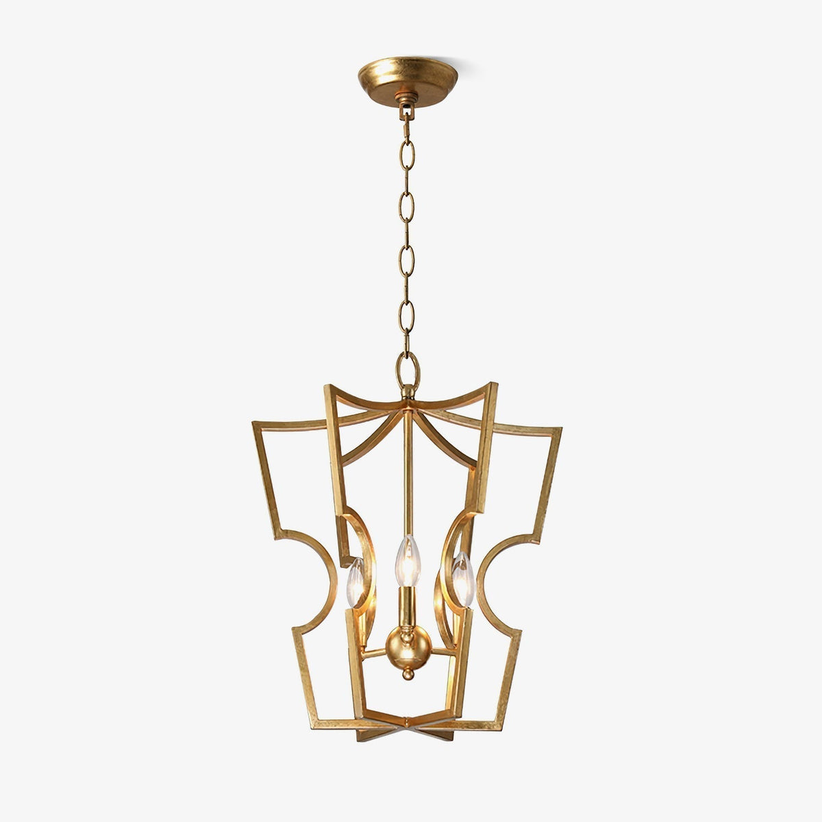 Niroxa kroonluchter met lantern frame goudkleurig
