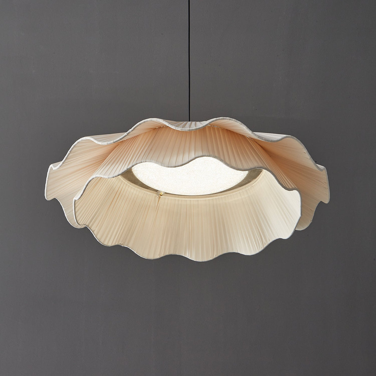 Ellorel elegantie Wave messing hanglamp met stoffen kap