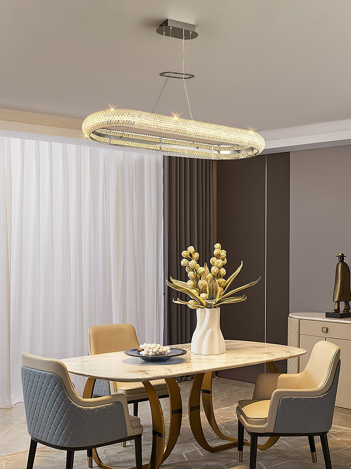 Vazorora Moderne Kroonluchter met Kristalring in Minimalistisch Design