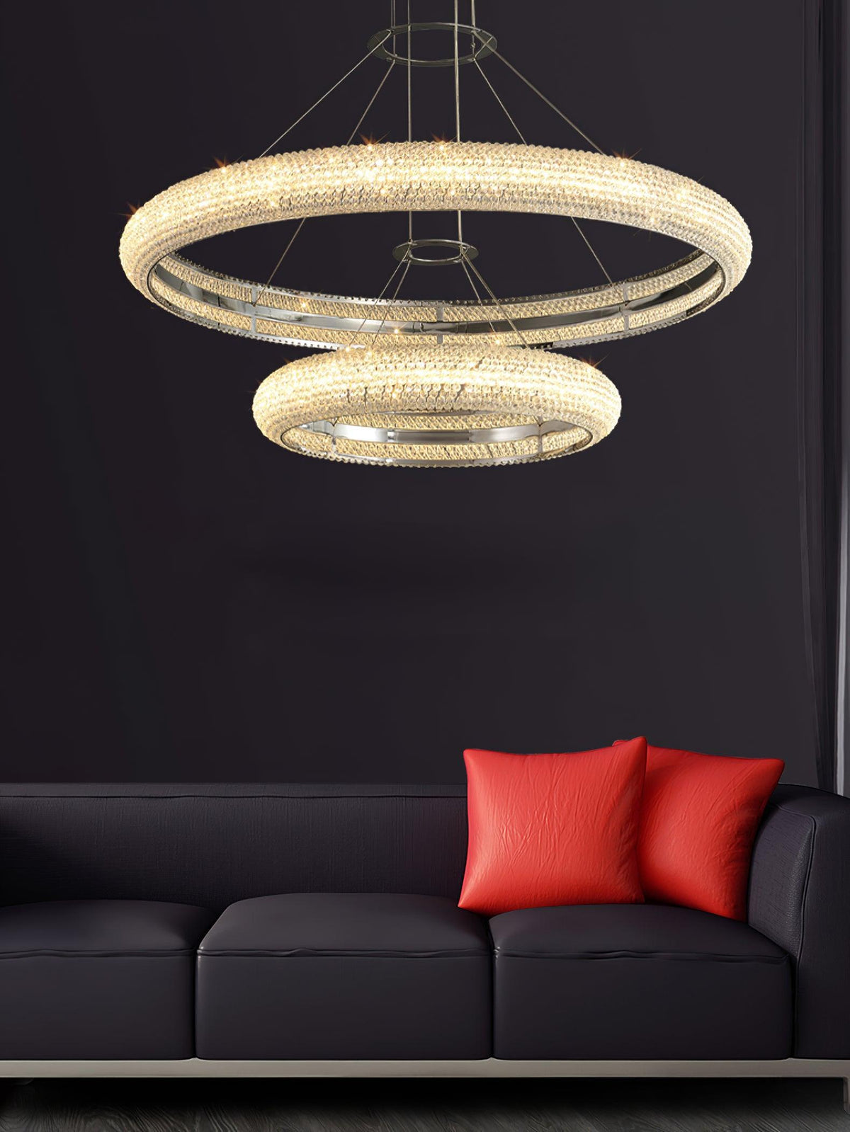 Vazorora Moderne Kroonluchter met Kristalring in Minimalistisch Design