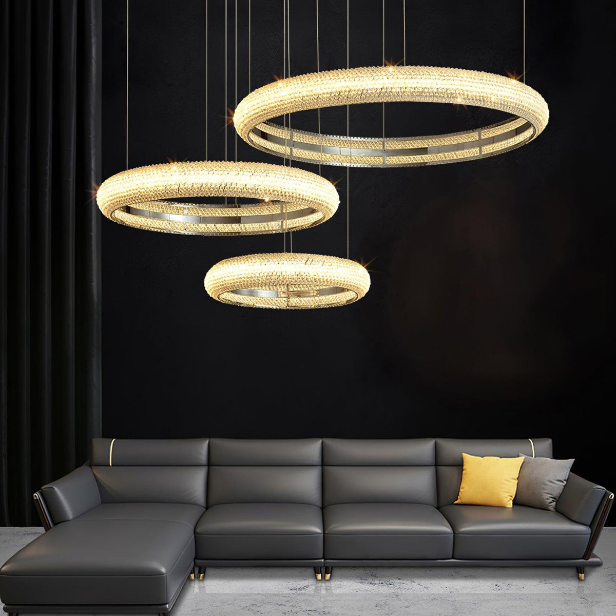 Vazorora Moderne Kroonluchter met Kristalring in Minimalistisch Design