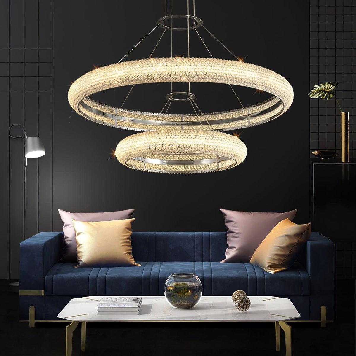 Vazorora Moderne Kroonluchter met Kristalring in Minimalistisch Design