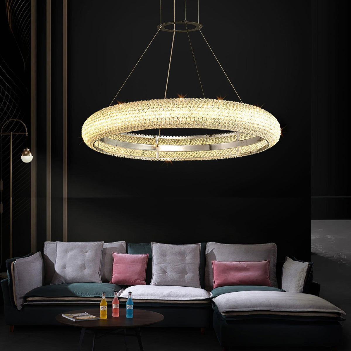 Vazorora Moderne Kroonluchter met Kristalring in Minimalistisch Design
