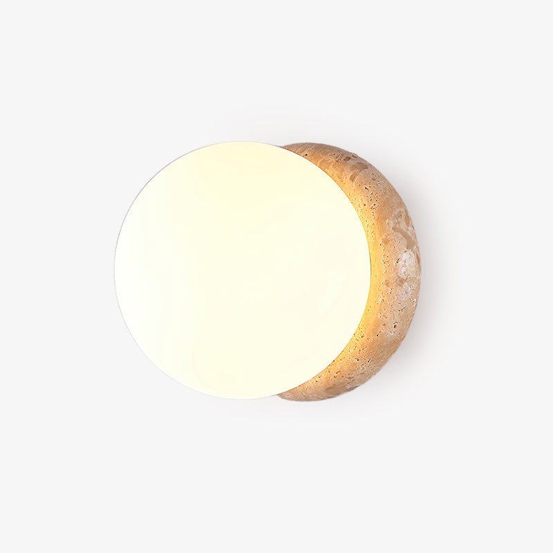 Taverelia ronde plaat wandlamp in geel travertin