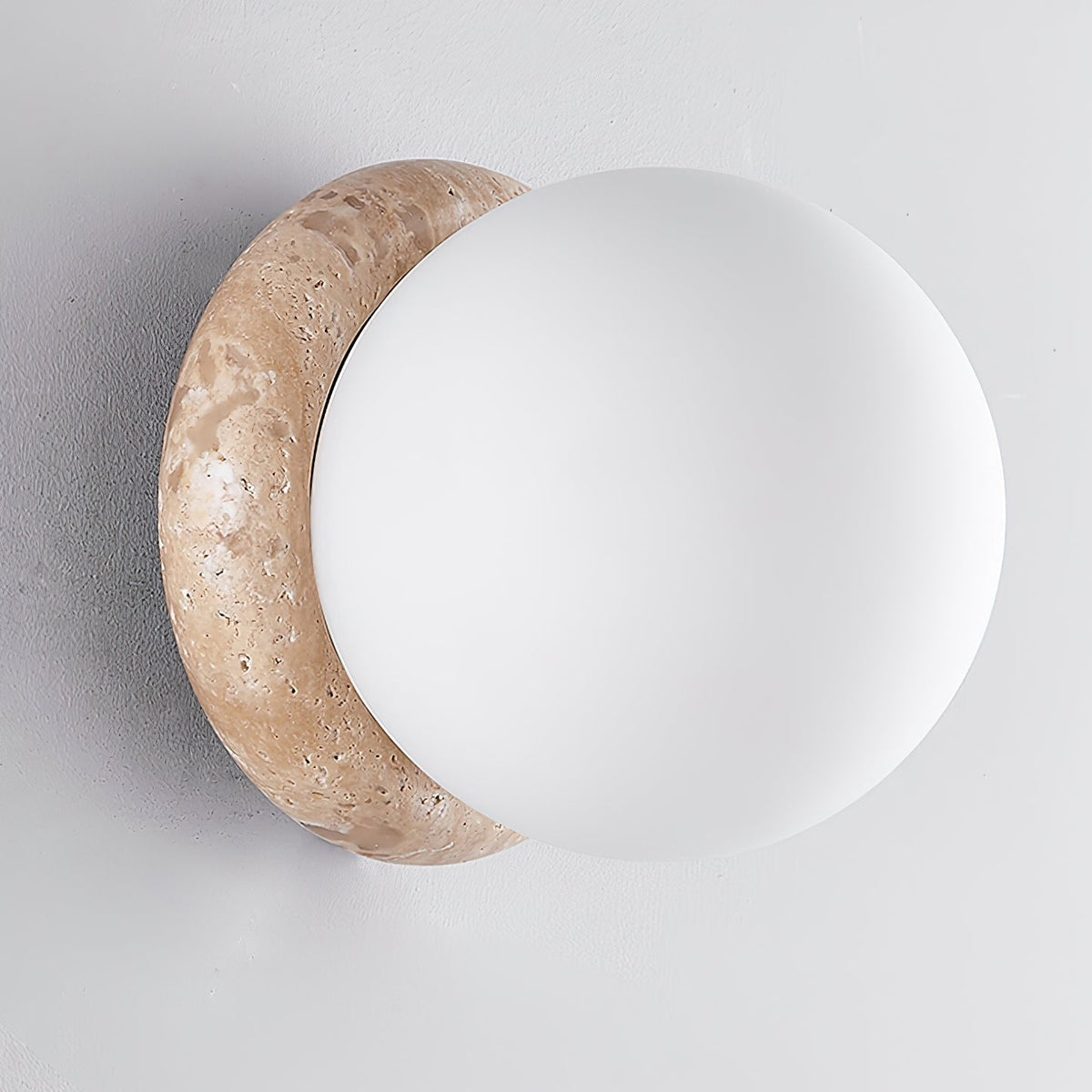 Taverelia ronde plaat wandlamp in geel travertin