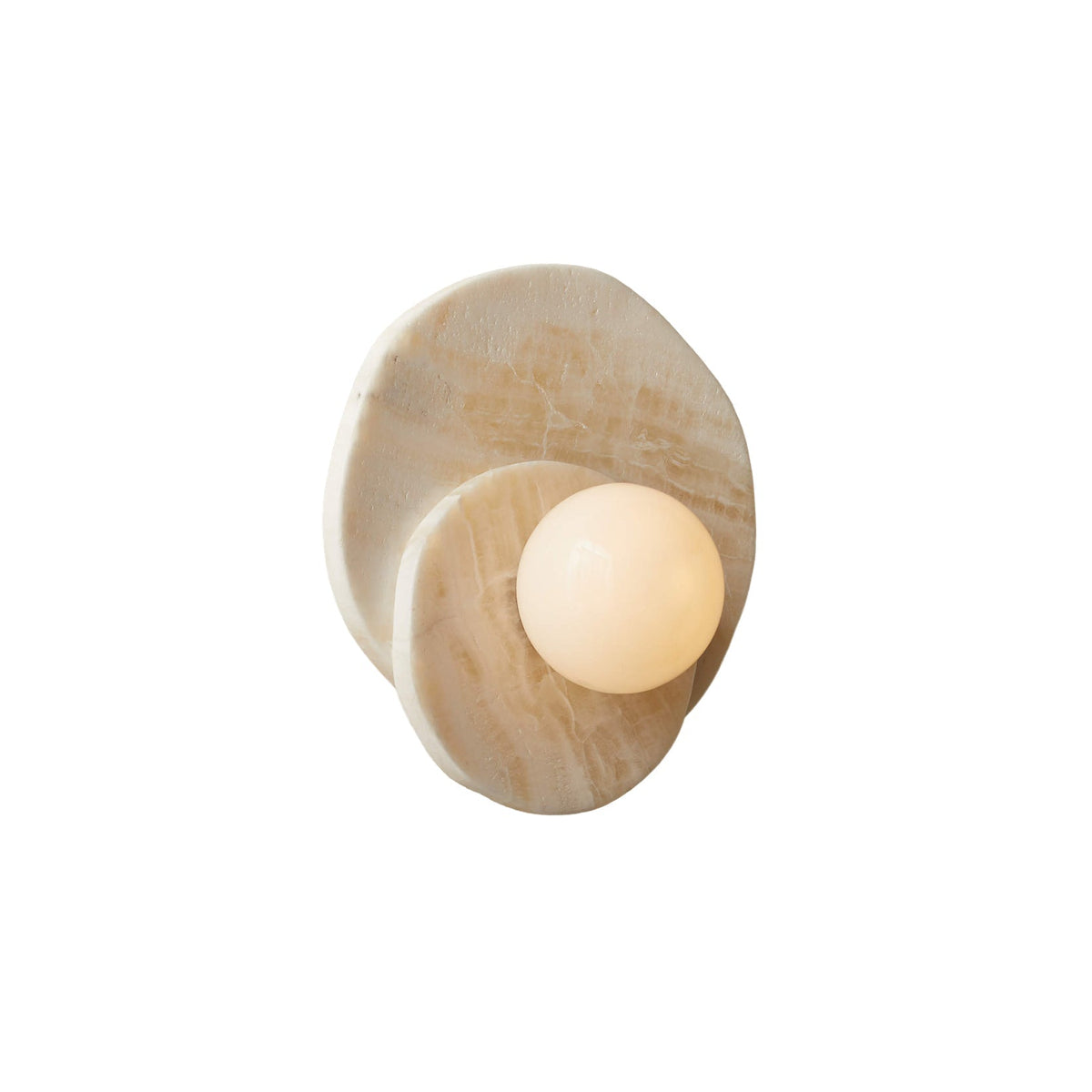 Alorarae wandlamp met organisch albasten basis en bolvormige kap