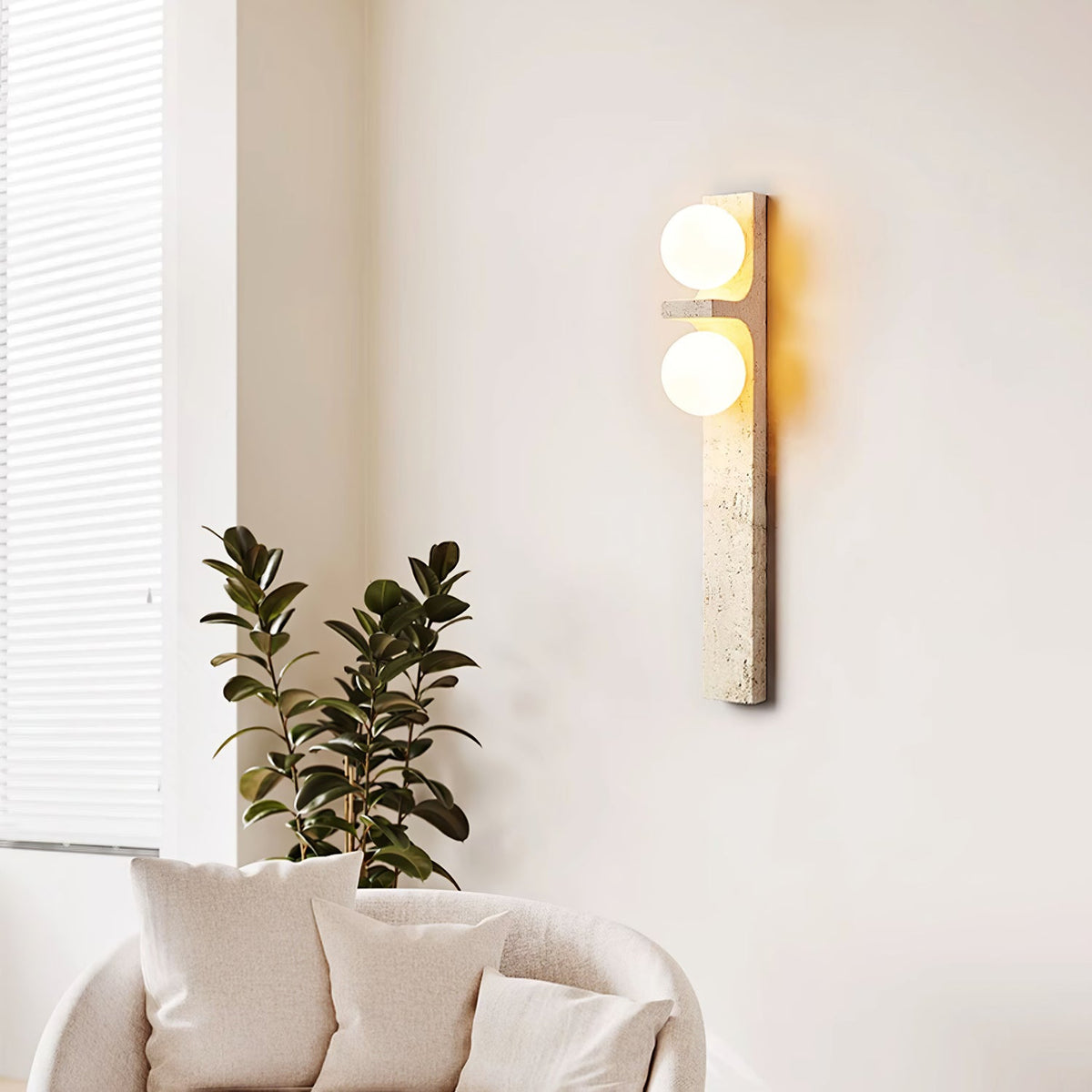 Cassiopeia wandlamp in geel travertin