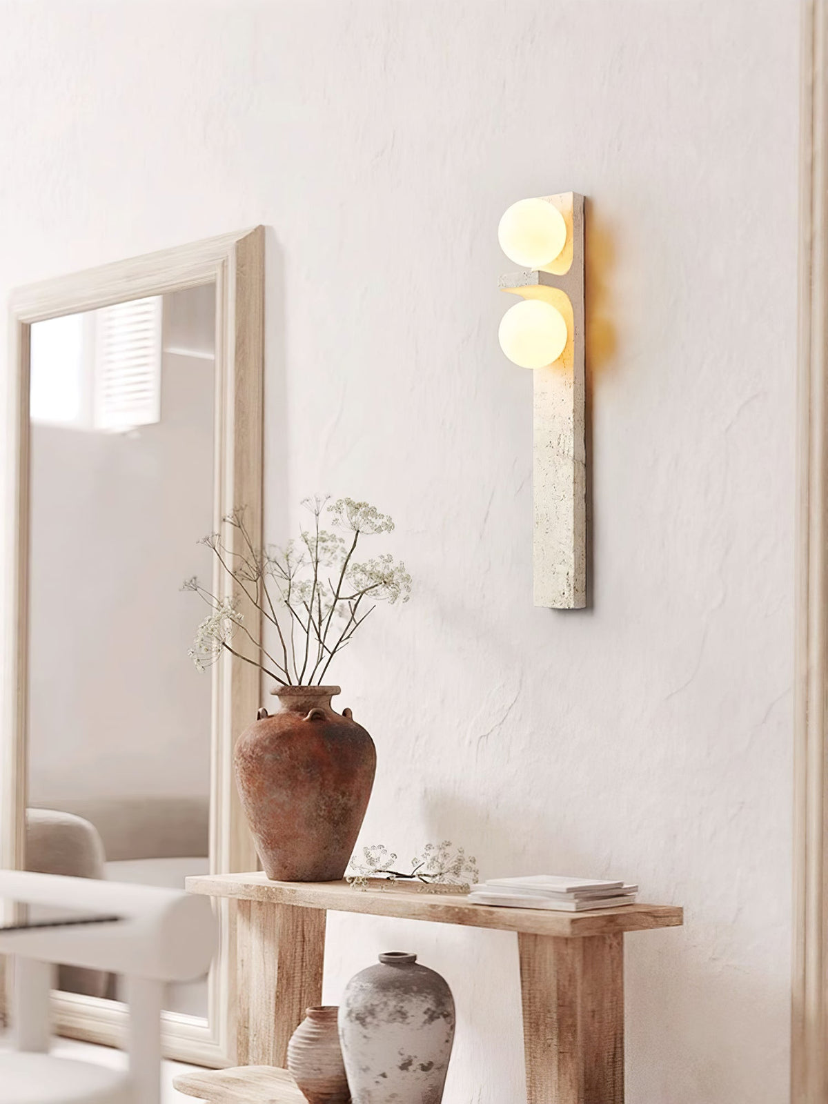 Cassiopeia wandlamp in geel travertin