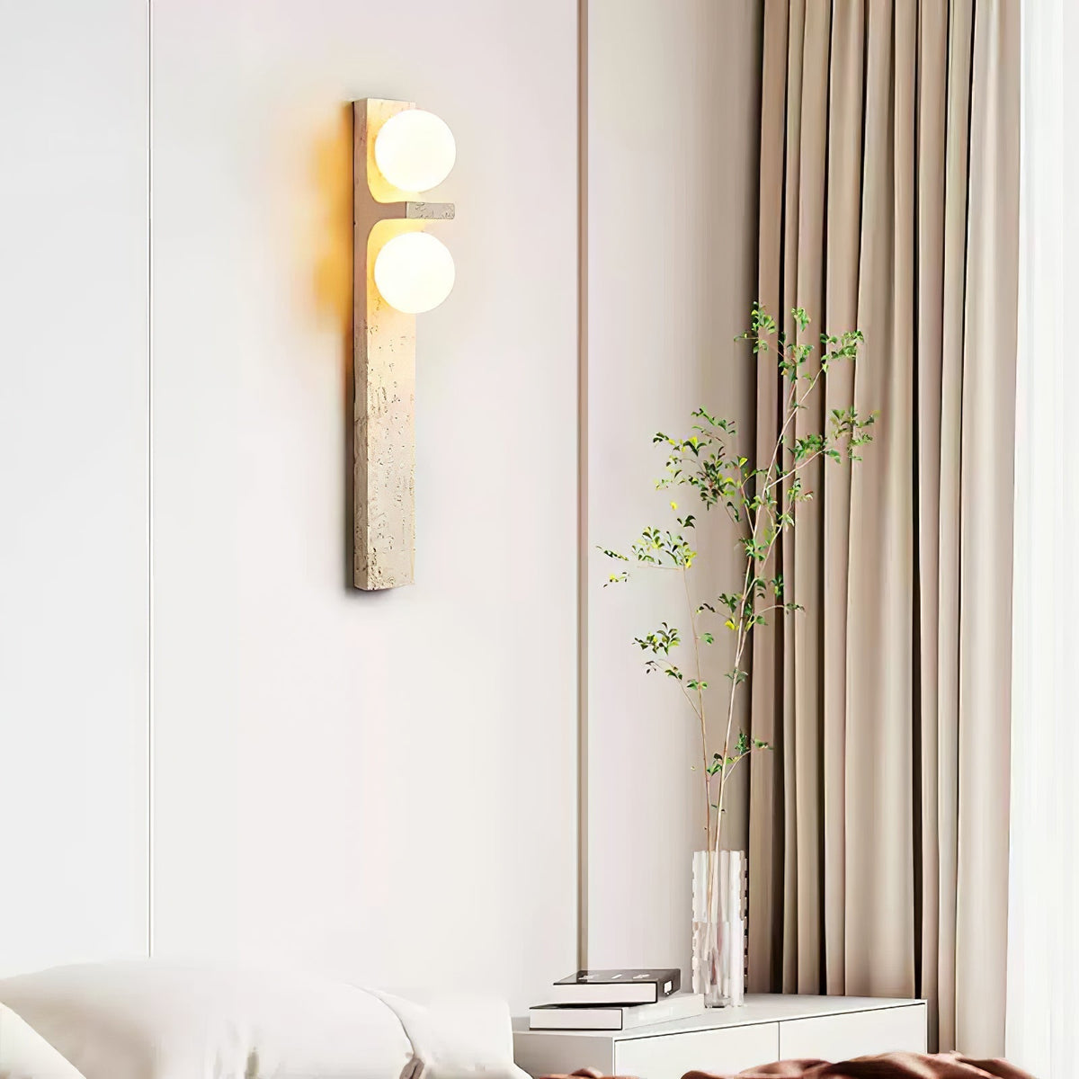 Cassiopeia wandlamp in geel travertin