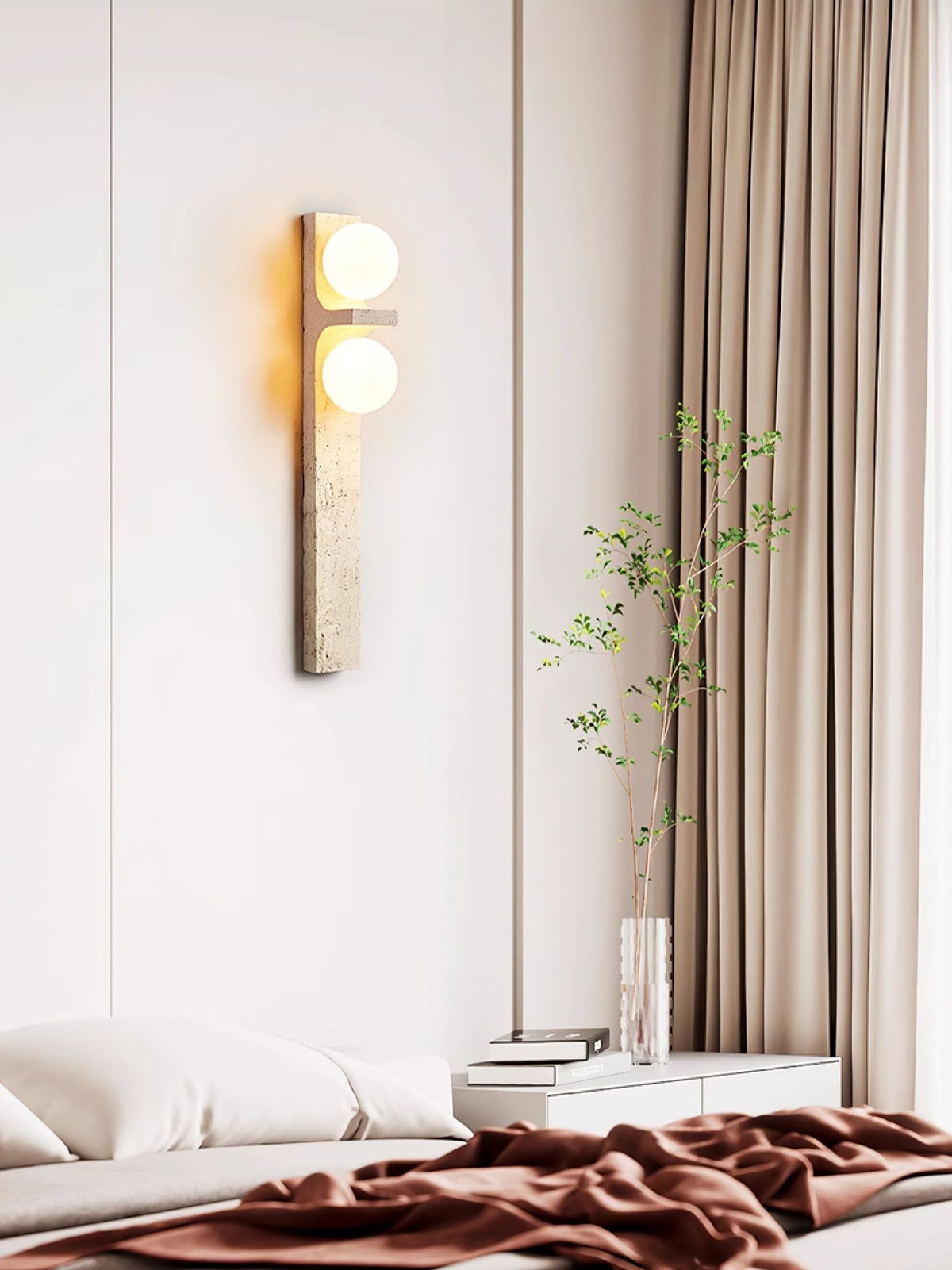 Cassiopeia wandlamp in geel travertin