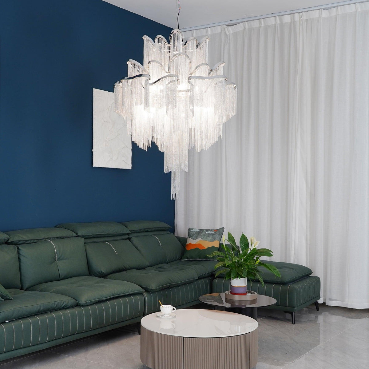 Lustra hanglamp Stream ketting nikkel