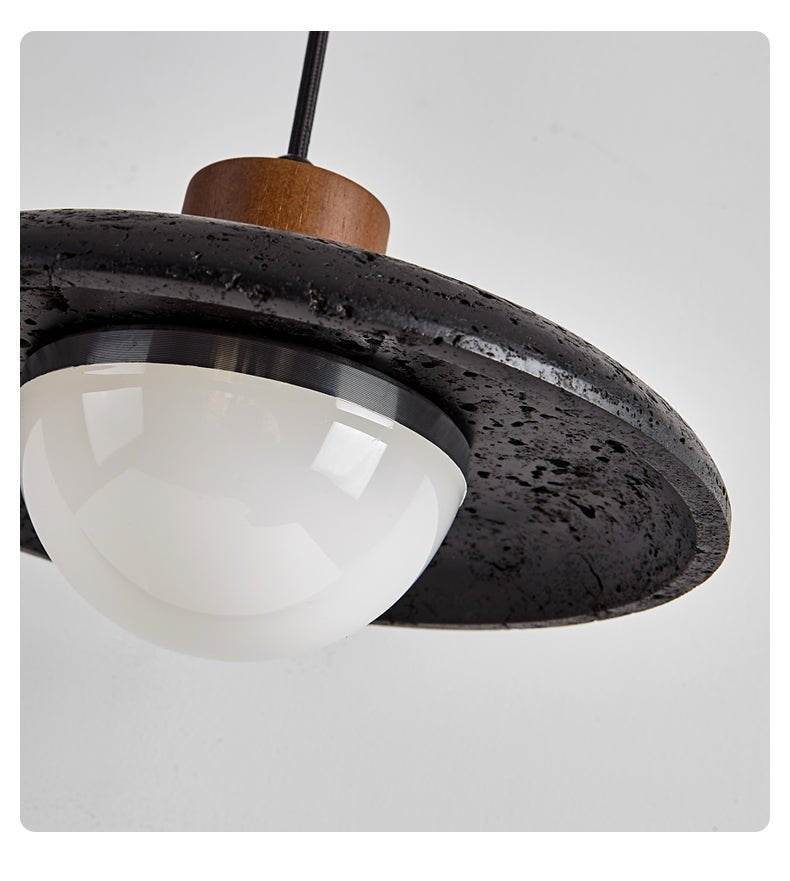 Zenk Zwarte travertin koepelvormige hanglamp