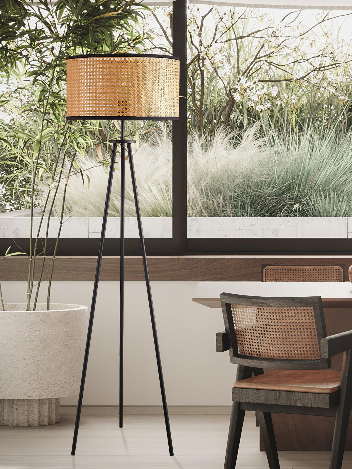 Trio Vintage Bamboe vloerlamp