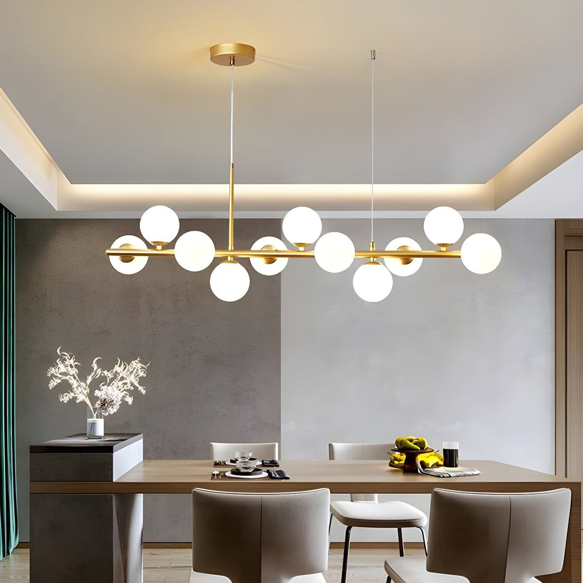 Lioroora kroonluchter met glazen bol goudkleurige afwerking 12-Light