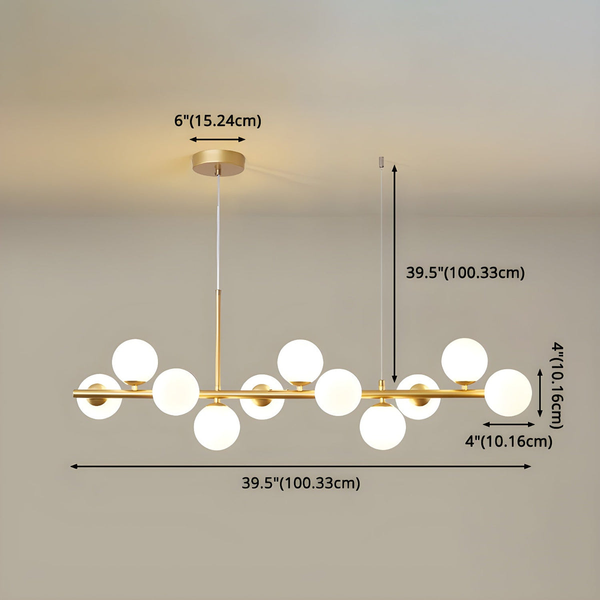 Lioroora kroonluchter met glazen bol goudkleurige afwerking 12-Light