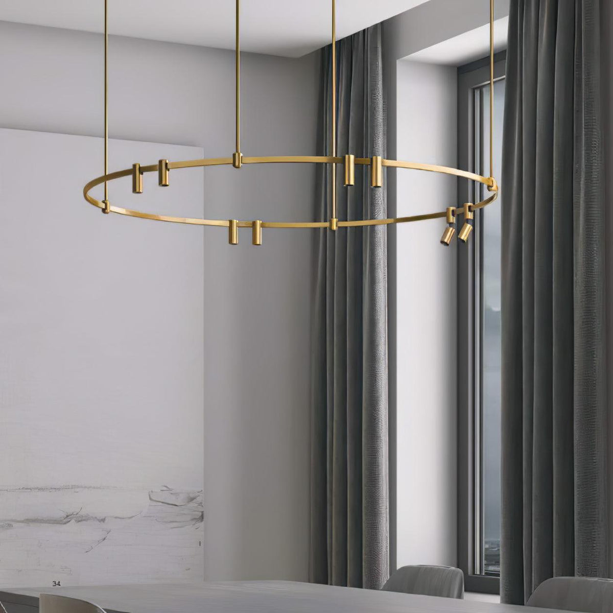Ivrinir ringvormige messing hanglamp