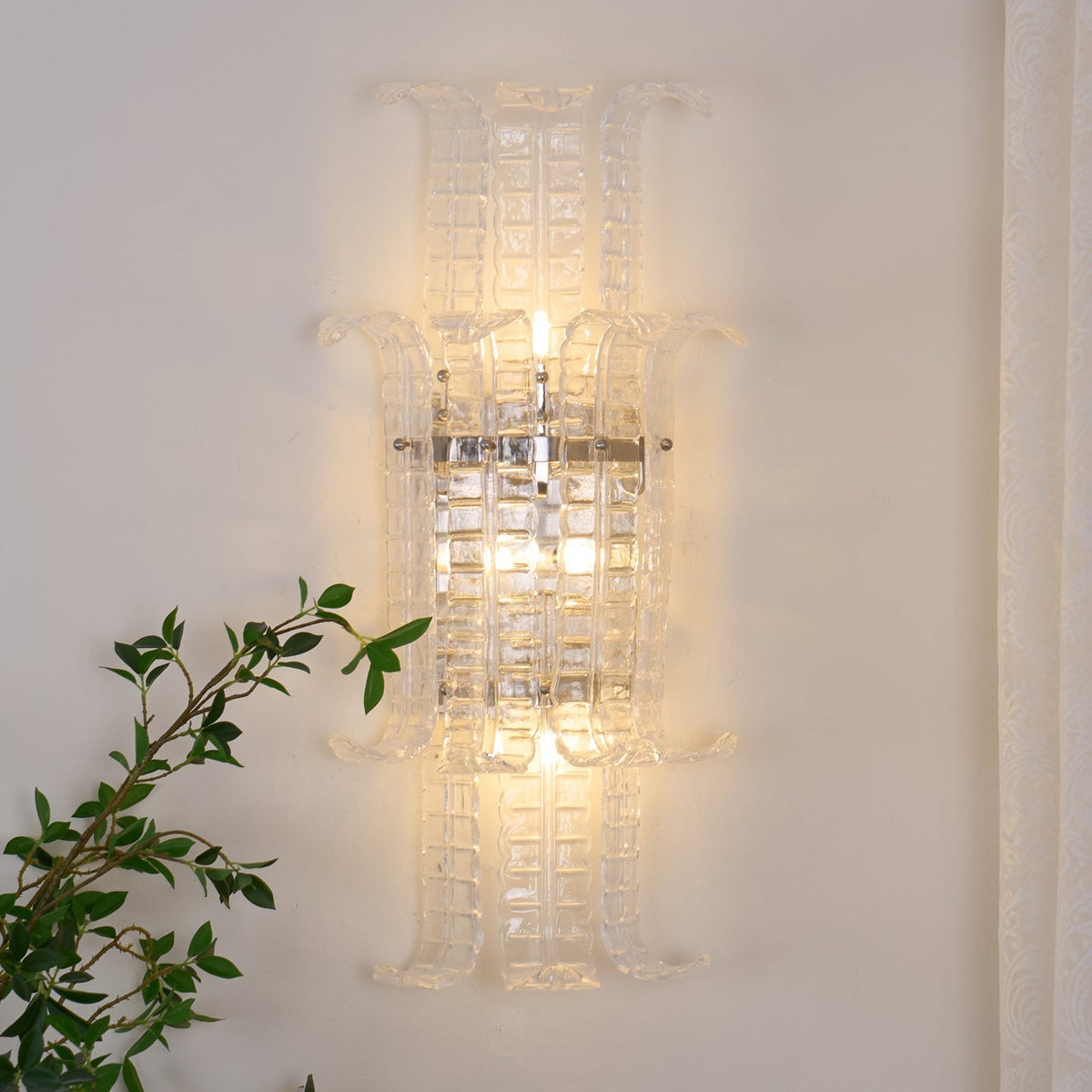 Celearia wandlamp Helder Murano-glaspaneel Geometrisch