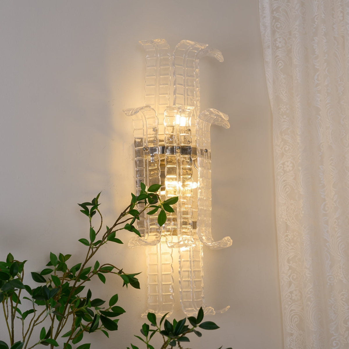 Celearia wandlamp Helder Murano-glaspaneel Geometrisch