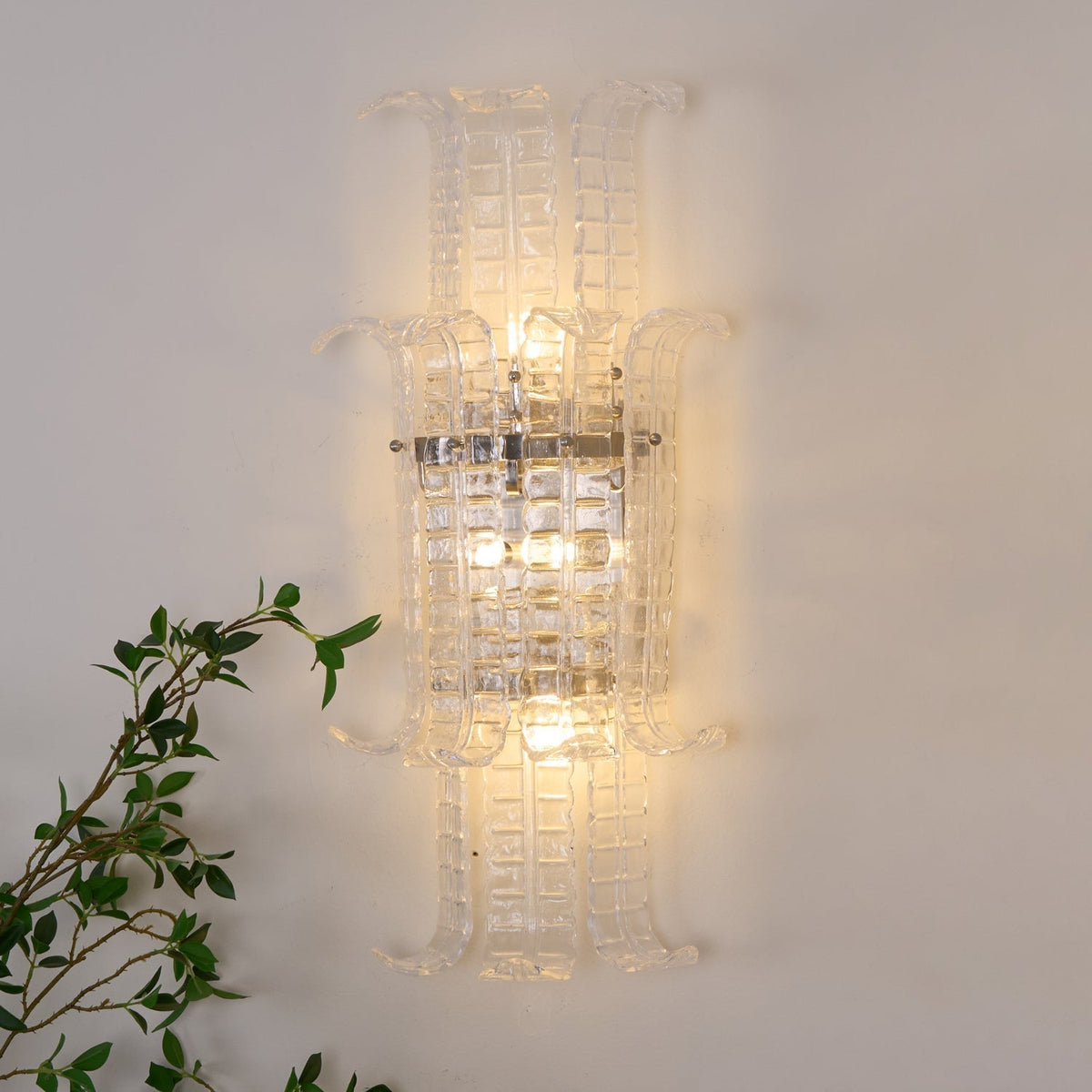 Celearia wandlamp Helder Murano-glaspaneel Geometrisch