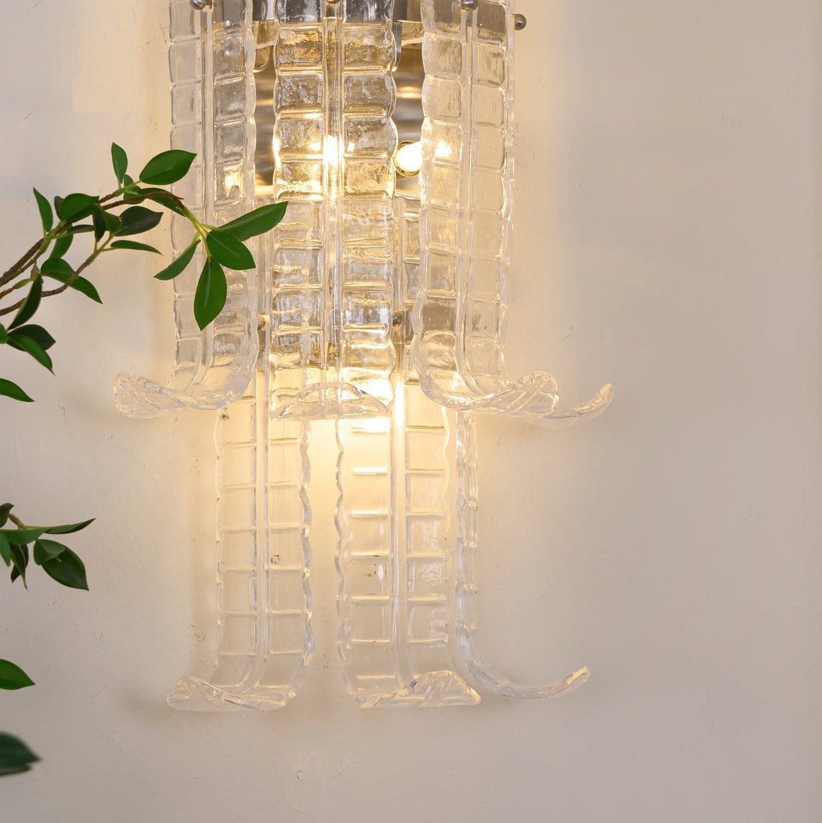Celearia wandlamp Helder Murano-glaspaneel Geometrisch