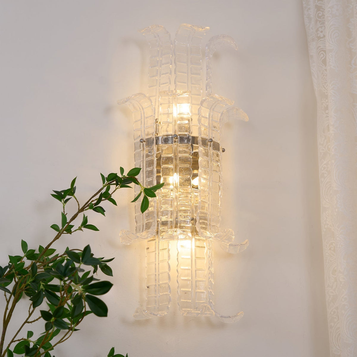 Celearia wandlamp Helder Murano-glaspaneel Geometrisch