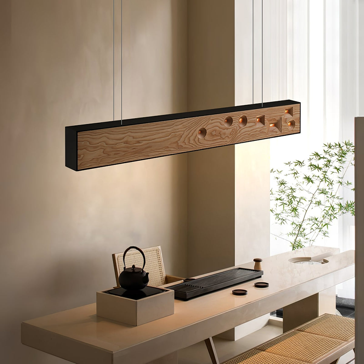 Elvorora hanglamp hout edelsteen lineaire LED