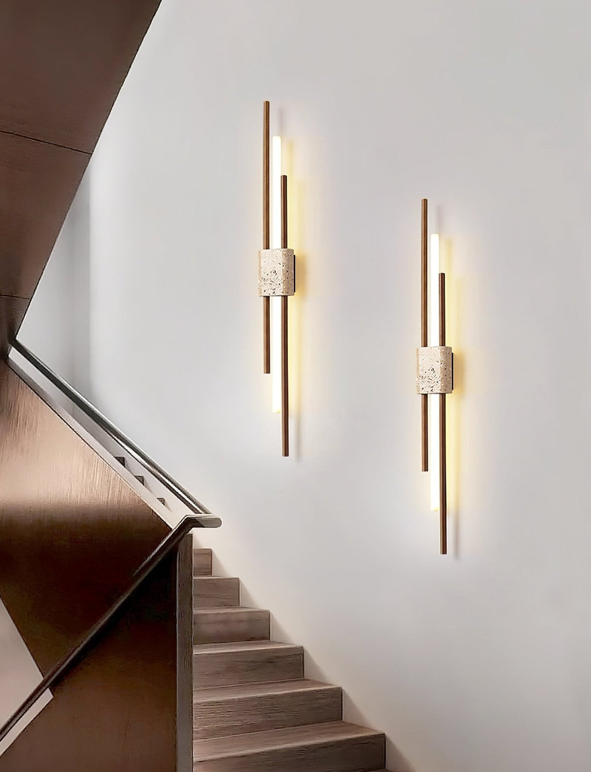 Eden Terra wandlamp in walnootkleur & geel travertin