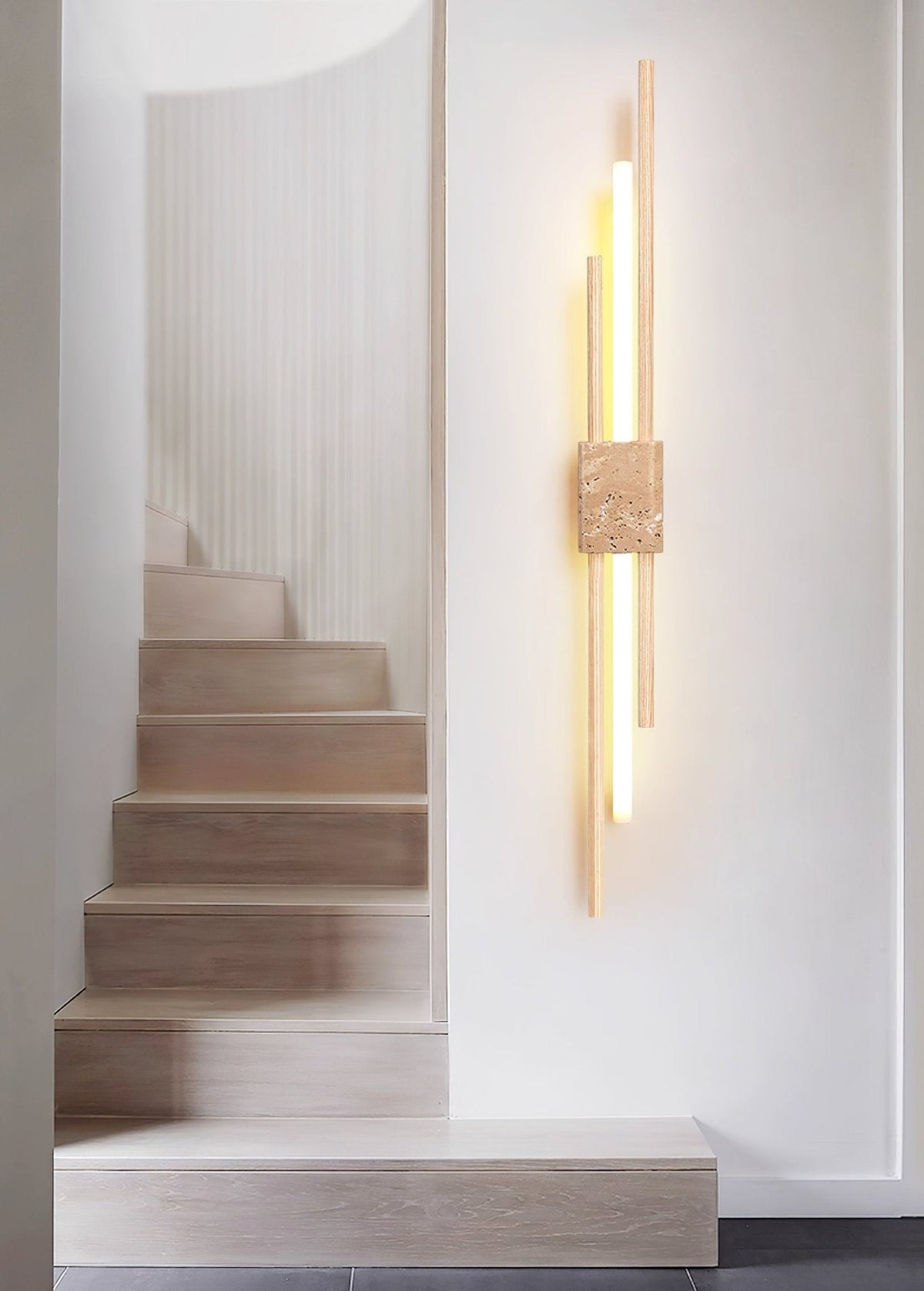 Eden Terra wandlamp in walnootkleur & geel travertin